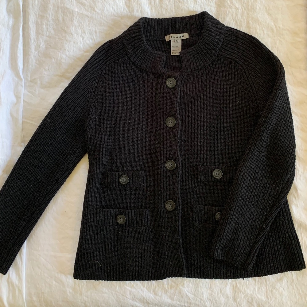 Jigsaw Black Wool Cardi-Jacket